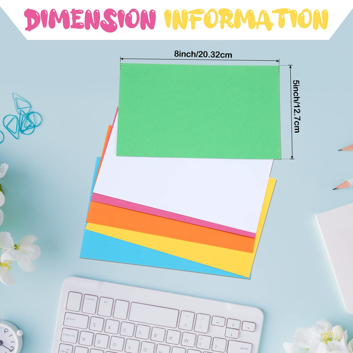 300 Pcs Blank Index Cards Thick Card Stock, 5 x 8 Inch, Vivid Colors