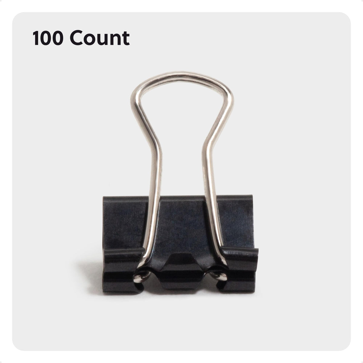U Brands Binder Clips, 100-Count, 1/2 Inch, Small Paper Clamps, Black