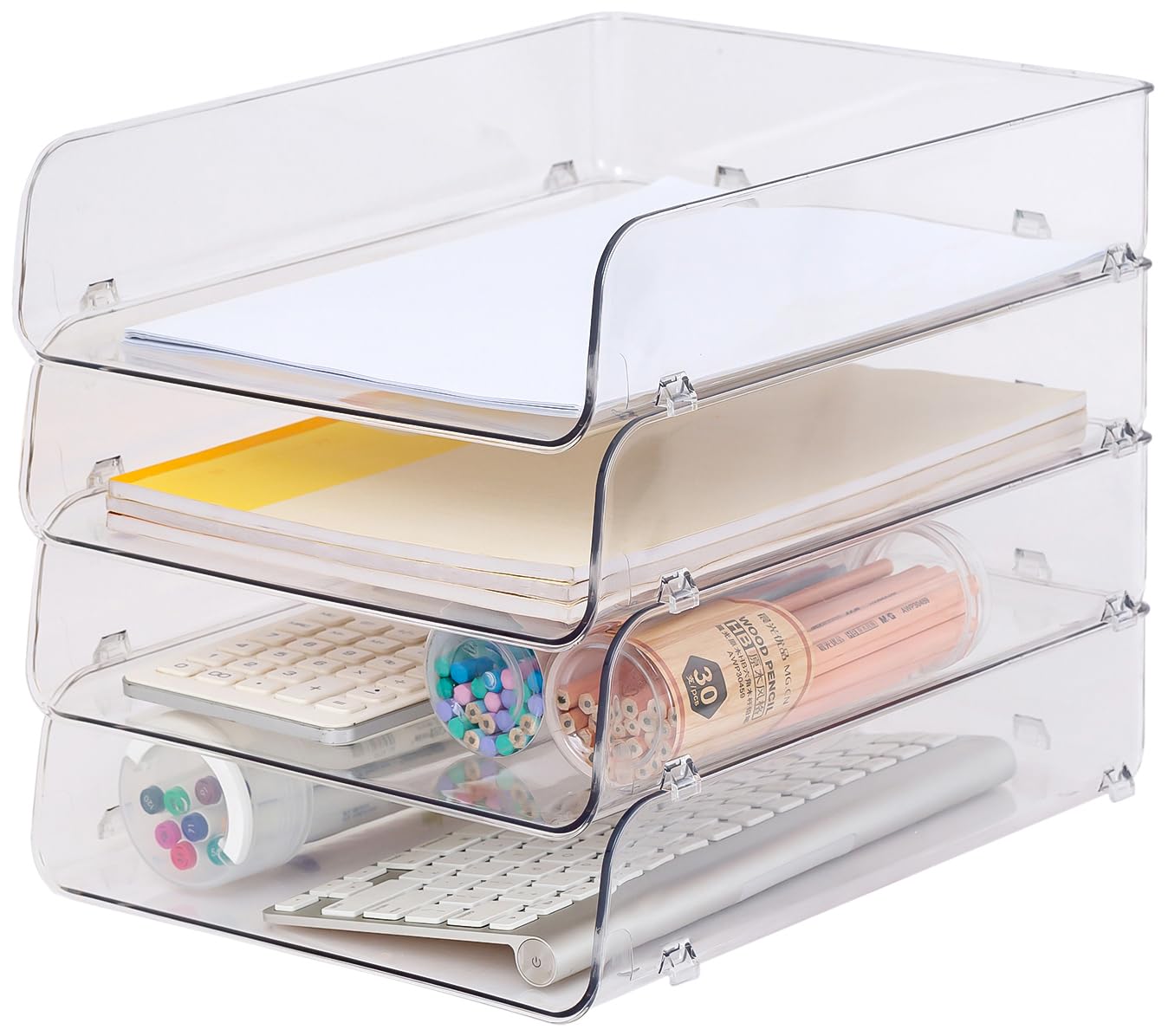 Gagee 4 Pack Paper Organizer for Desk,Clear