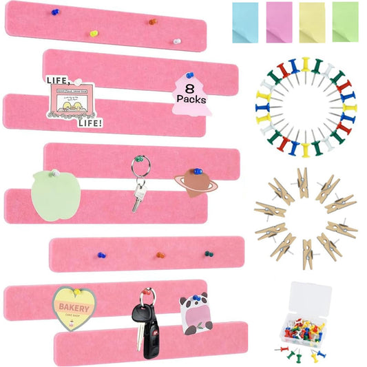 Vuzvuv 8Pcs Cork Bulletin Board Strips for Wall Office-Pink