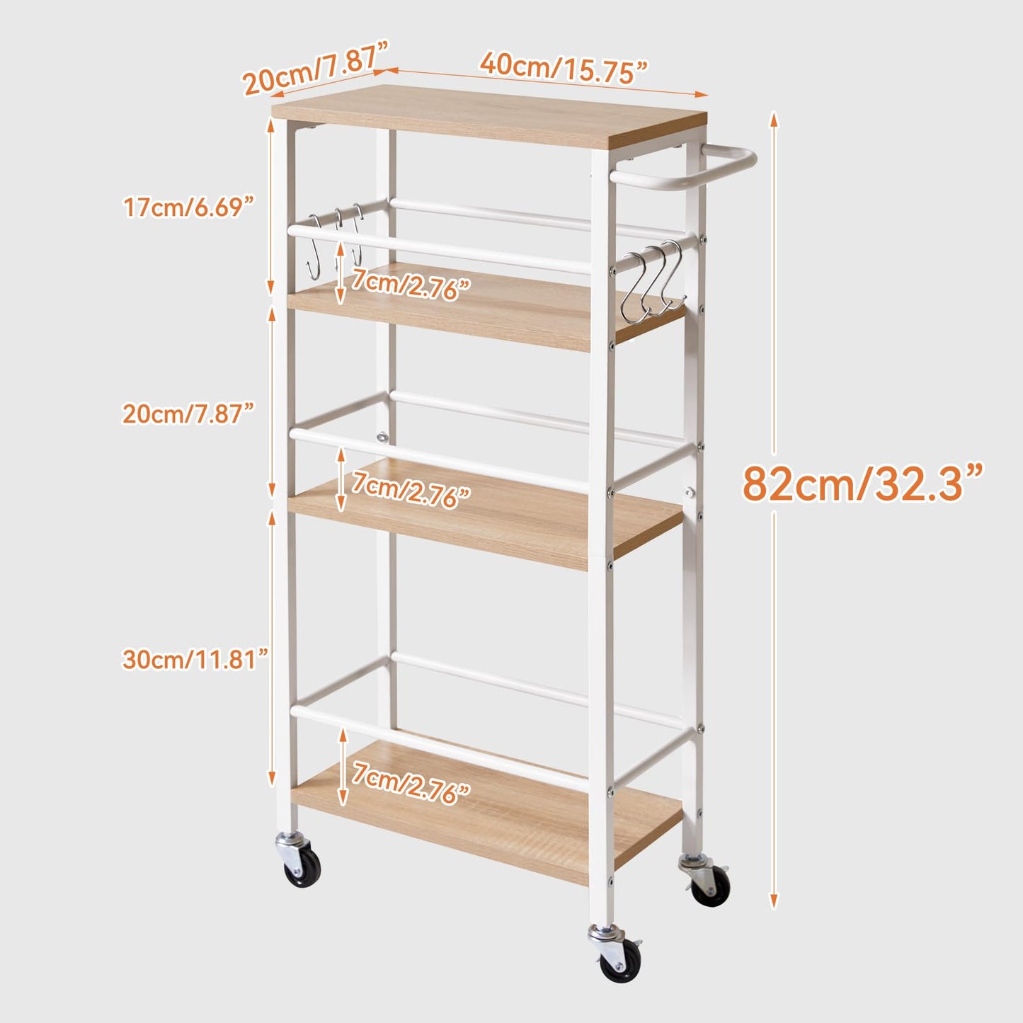 IBUYKE Slim Rolling Storage Cart, Kitchen Cart Utility Shelving UTMJ065R