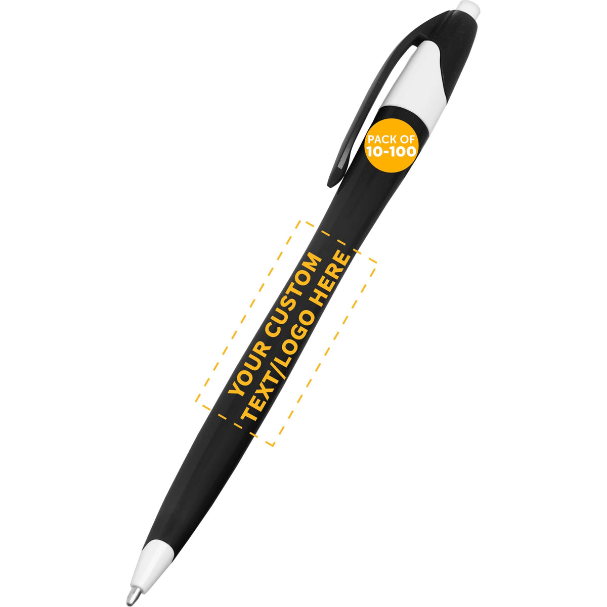 DISCOUNT PROMOS Customized Two-Tone Plastic with Click Pen, Bulk of 10, 50 or 100 Personalized Logo