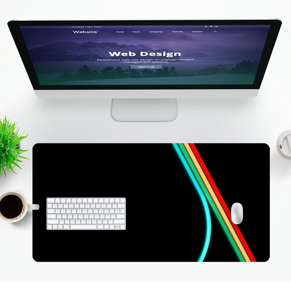 VNDL ARC Neon Gaming Mouse Pad XXL Extra Large Extended Non Slip - XL Mouse Mat, Black, Red, Green