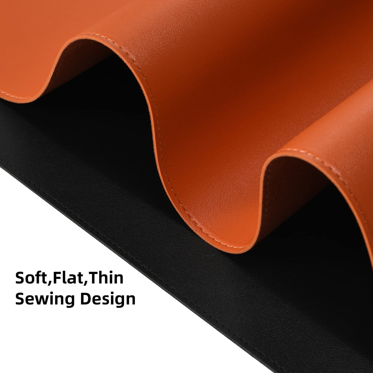 Wolaile PU Leather Desk Pad Blotter,Waterproof Orange Office Desk Mat for Women,Non-Slip Writing