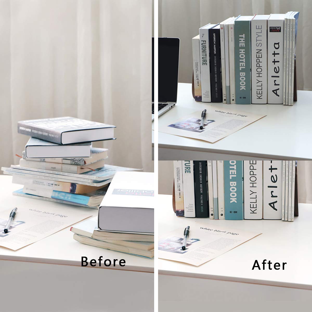 muso wood Book Ends for Shelves, Walnut 2 Pairs