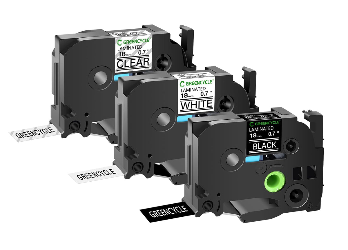 GREENCYCLE Compatible for Brother P-Touch Label Tape TZe-141 TZe-241 TZe-345 18mm 0.7" Laminated