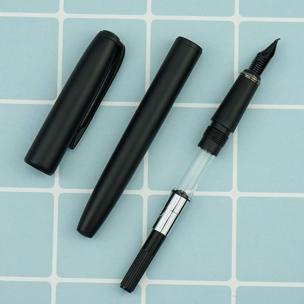 erofa Picasso 916 Matte Black Fountain Pen with Box - Titanium Black Bent Nib Calligraphy Gift Pen