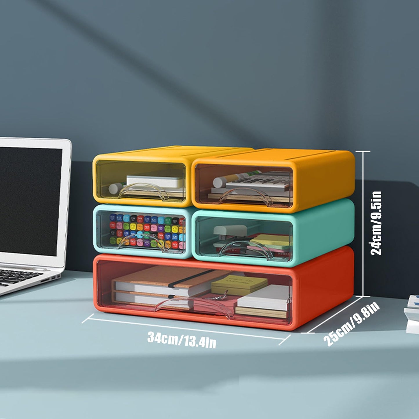 ZZFENGKR Desk Organizer with Drawers, Stackable Storage Drawers with Compartments Desktop