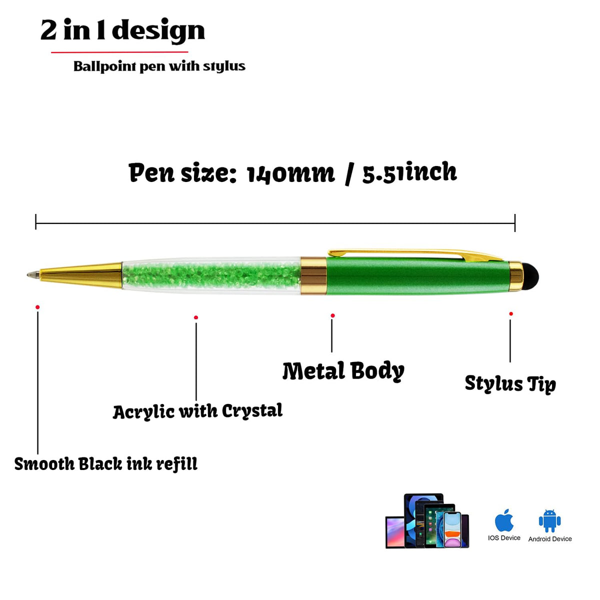 Yastar Personalized Pens Custom Engraved Ballpoint Pen with Stylus Tip