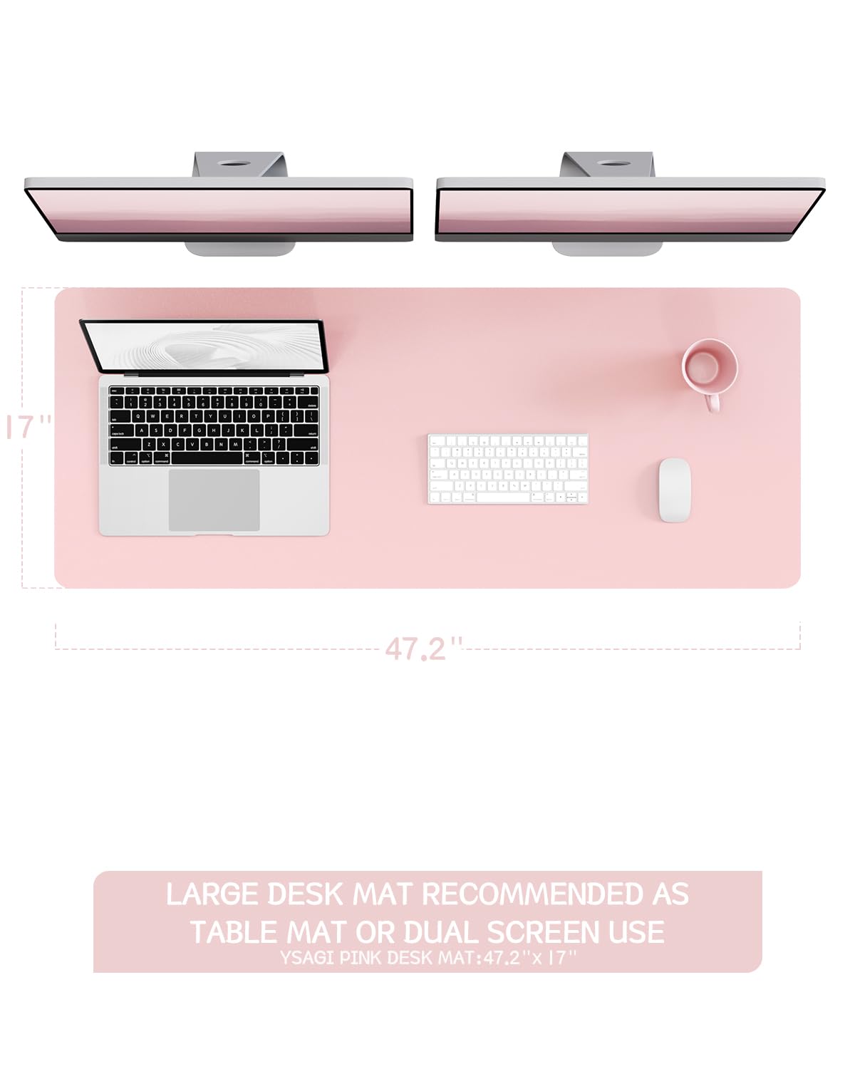 YSAGi Non-Slip Leather Desk Pad Long Size, Waterproof Laptop Computer Desk Keyboard Mat, Table