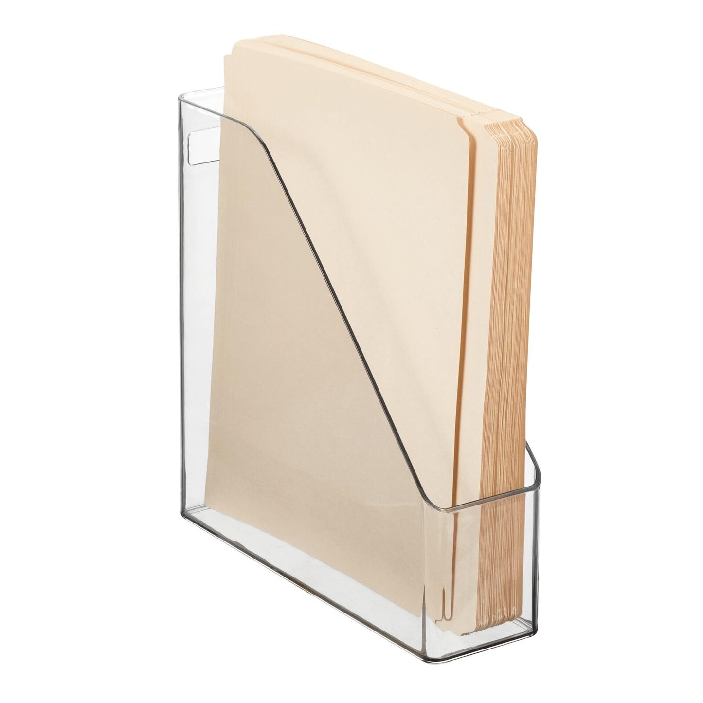 mDesign Plastic Slim Vertical File Folder Storage Organizer Bin with Handle - Hold Notebooks