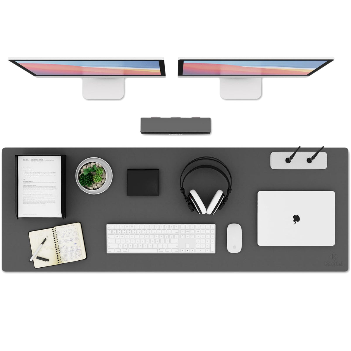 K KNODEL Extra Large Desk Mat, Leather Mouse Pad (47.2"x17", Dark Gray)