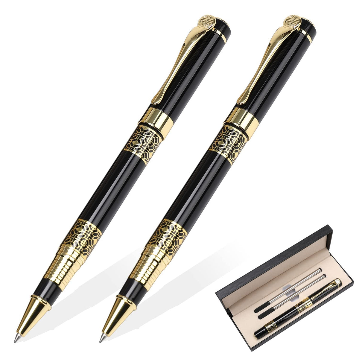 YIVONKA Ballpoint Pen Black Refill,Classical retro style Luxury Pen,Best Ball Pen Gift Set for Men