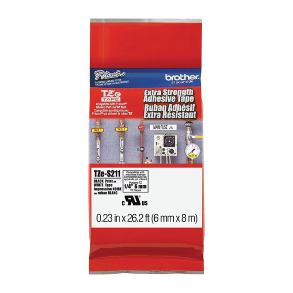 Brother Genuine P-touch TZE-S211 Tape, 1/4" (0.23") Wide Extra-Strength Adhesive Laminated Tape