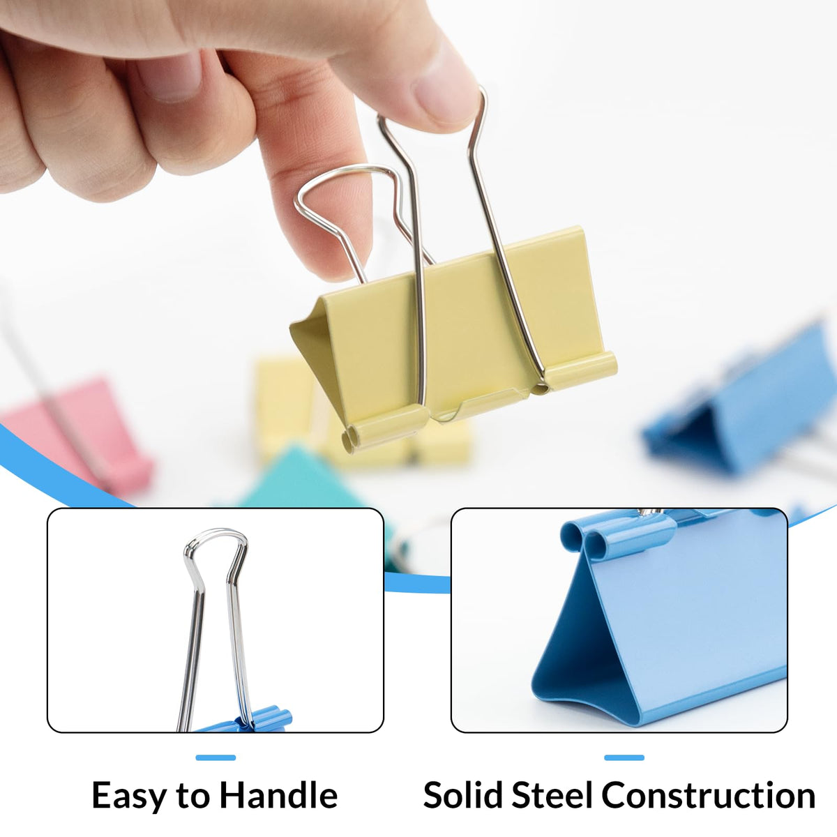 OWLKELA 40 Pack Binder Clips, 2 Inch, Assorted Colors