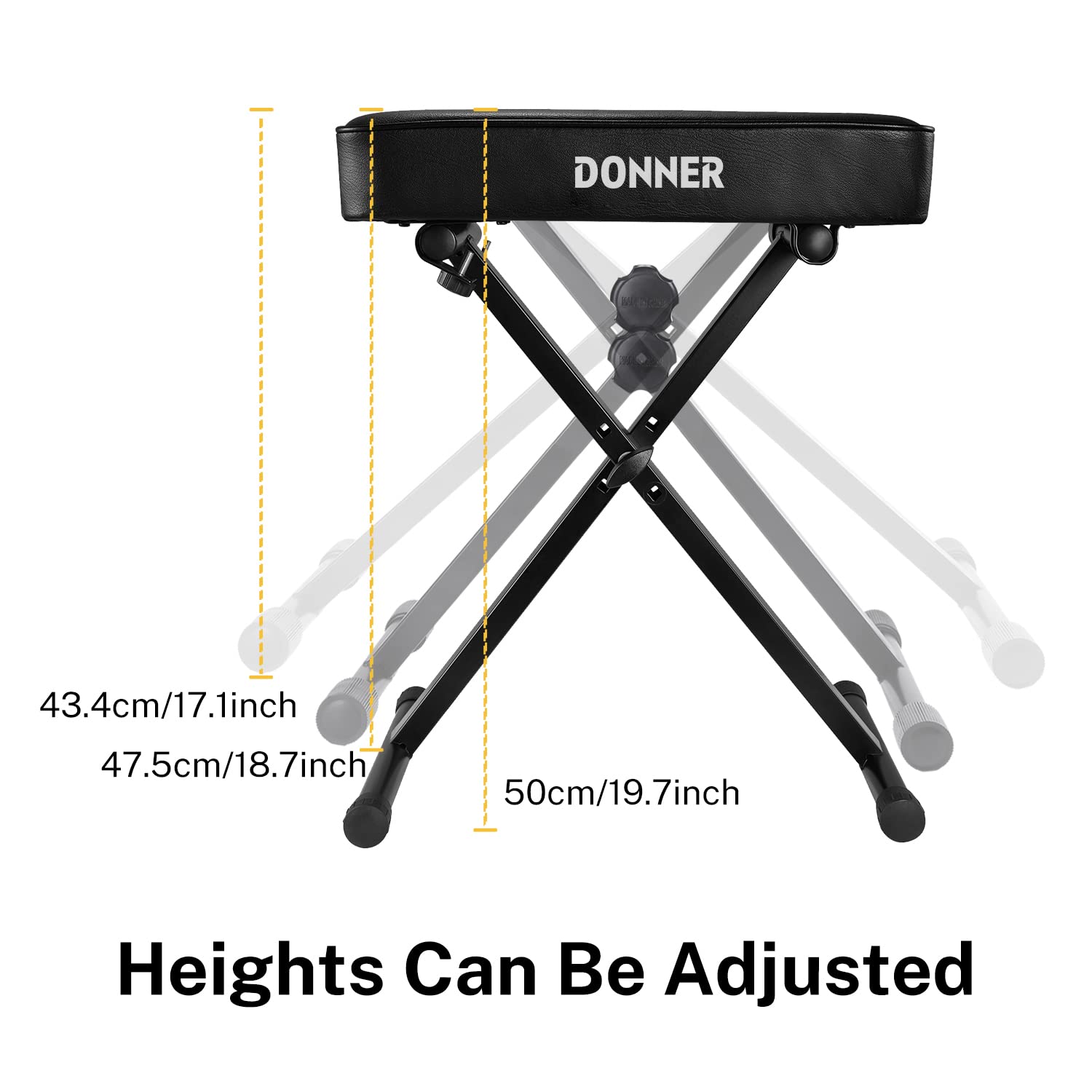Donner Piano Bench, Adjustable Keyboard Bench Portable Stool Collapsible Chair Foldable Seat