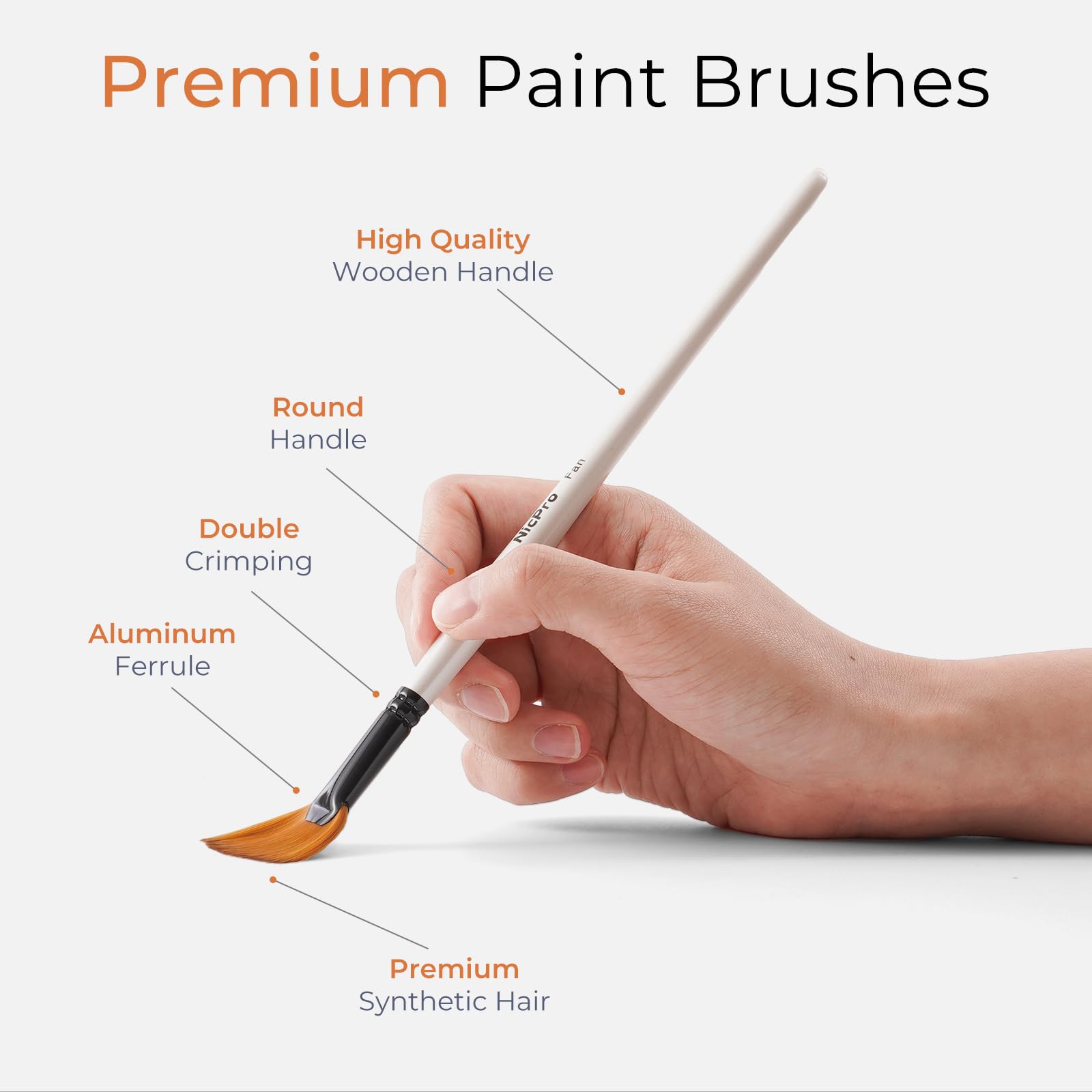 Nicpro 40 PCS Paint Brush Set, Professional Acrylic Paint Brushes