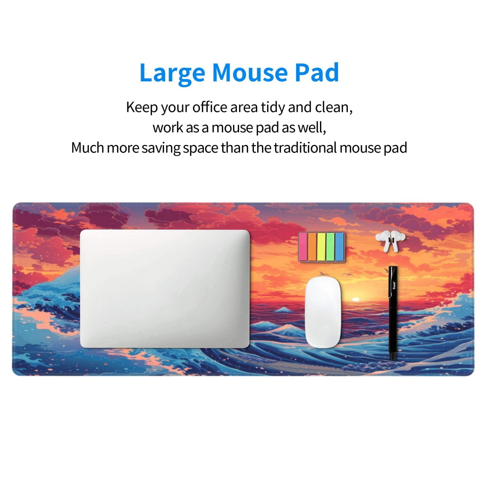 Gaming Mouse Pad Desk Pad,Extended Big Mouse Pad,31.5x11.8 Inch Long Computer Keyboard Mouse Mat