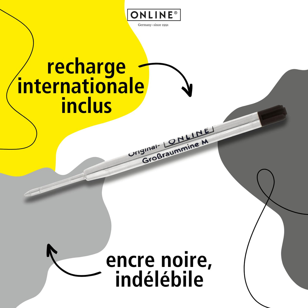 Online Soft Metal ballpoint pen, Pure Grey, retractable ball pen, aluminum, replaceable refill