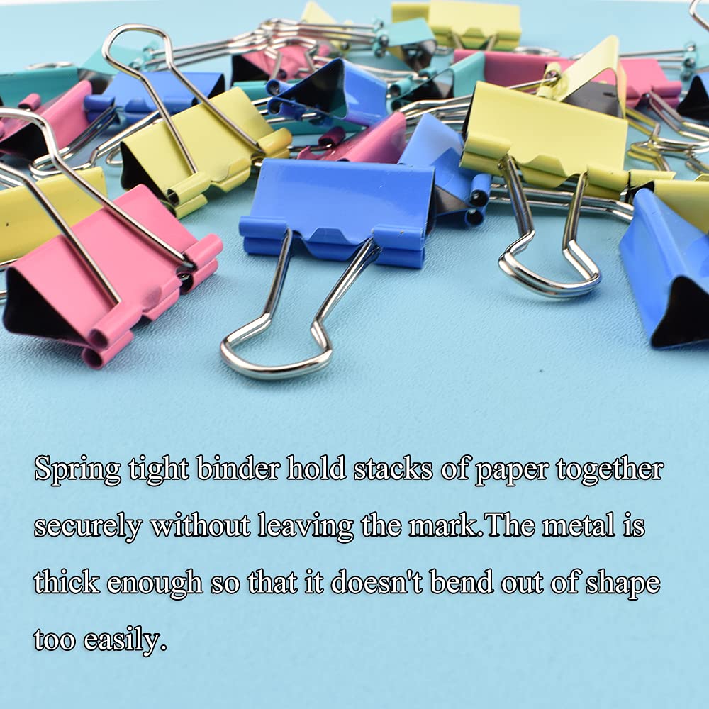 HAHIYO Binder Clips Paper Clamps Spring Steel Sturdy 0.98 inches Width 0.31 Inch Capacity No Sharp