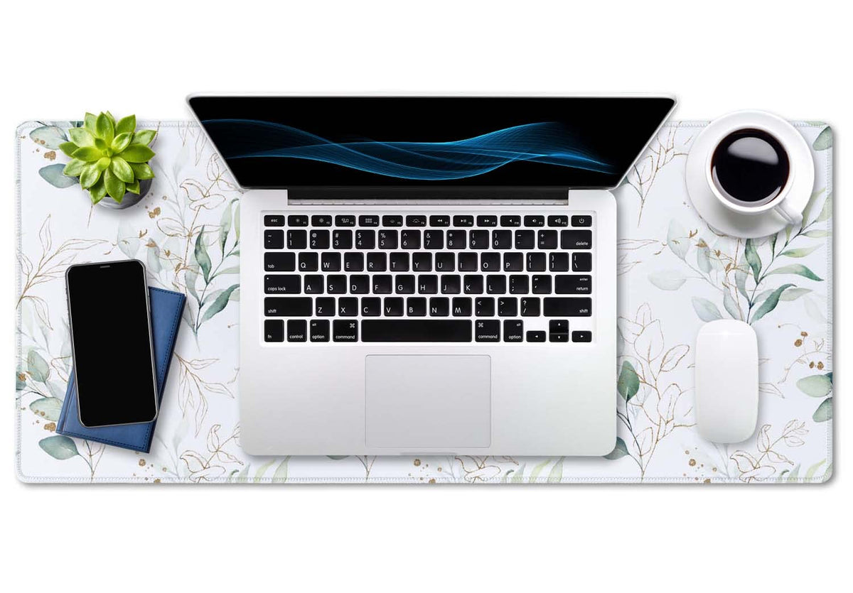 SSOIU Large Mouse Pad, Cute Floral Desk Mat for Desktop, Women Girls Waterproof Gaming Mousepad