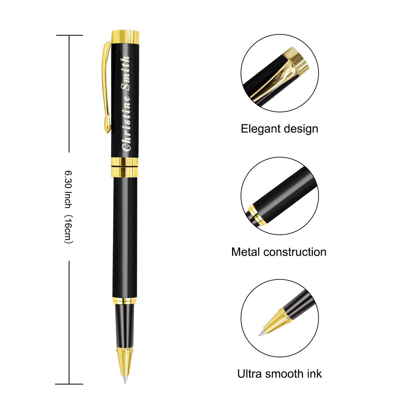 Amlion Personalized Pens Custom Engraved Pen with Name, Refillable Medium Refill, Personalized