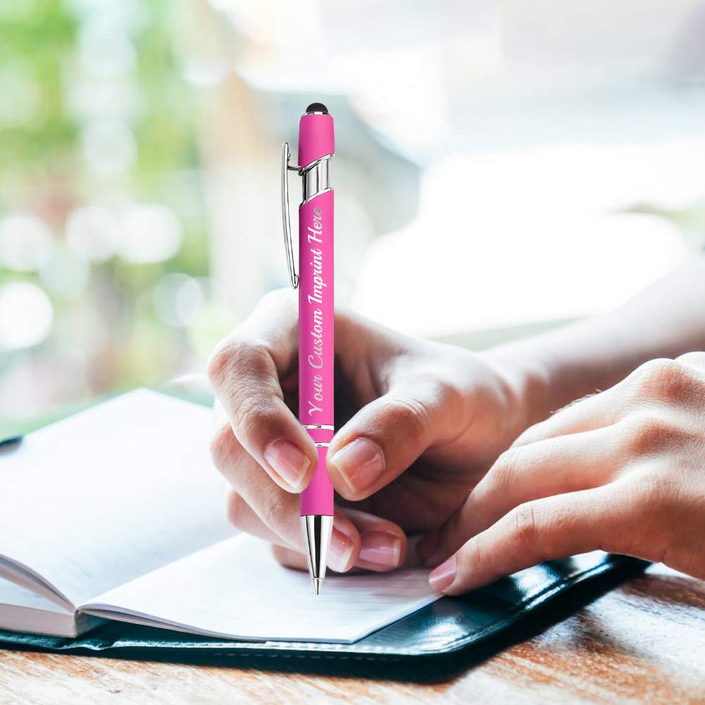 GIFTSDIY Personalized Pens with Stylus,Custom Engraving Ballpoint Pens,Imprinted with Your Logo or