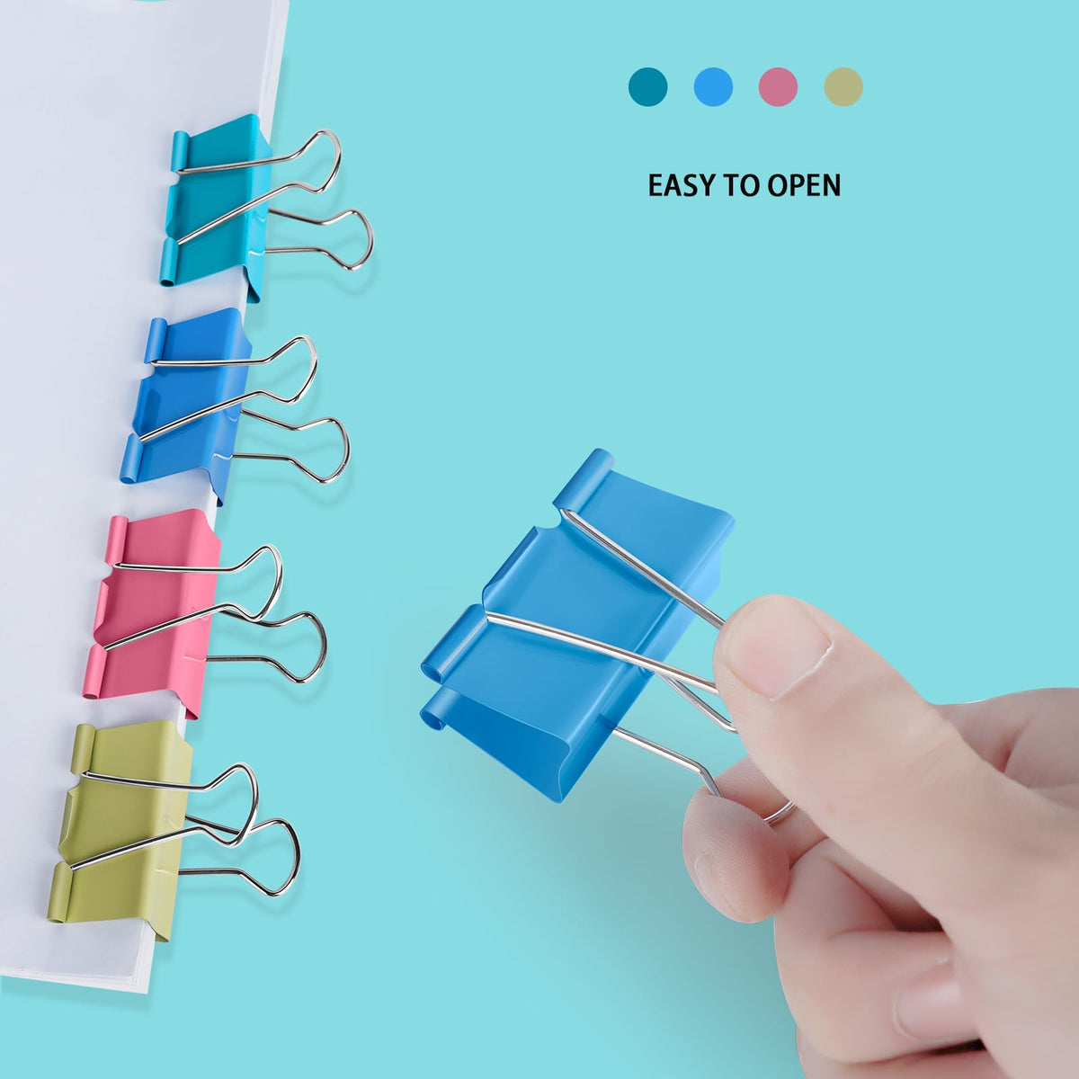 Ufmarine Extra Large Binder Clips 2 inch Length, (40 Pcs) Colorful Paper Clips Large for Office