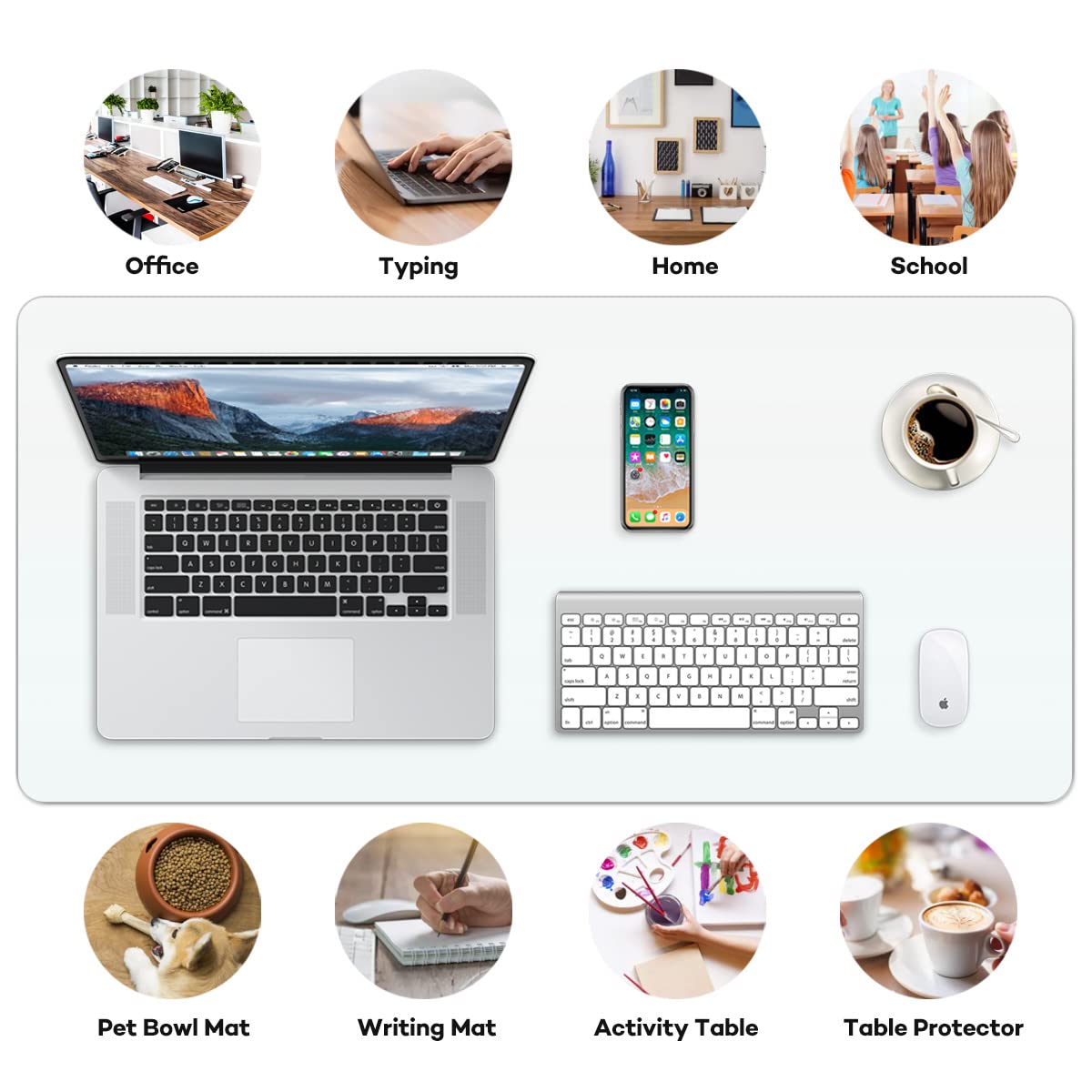 RostiKong Large Clear Desk Protective Blotter Mat for Desktop 24'' x 60'' Waterproof PVC Round Edge