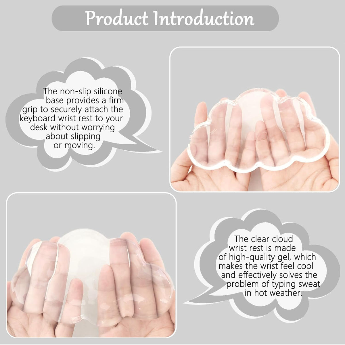 Gel Cloud Keyboard and Mouse Wrist Rest Set Cloud Silicone Clear Mouse Pad with Wrist Rest Extended