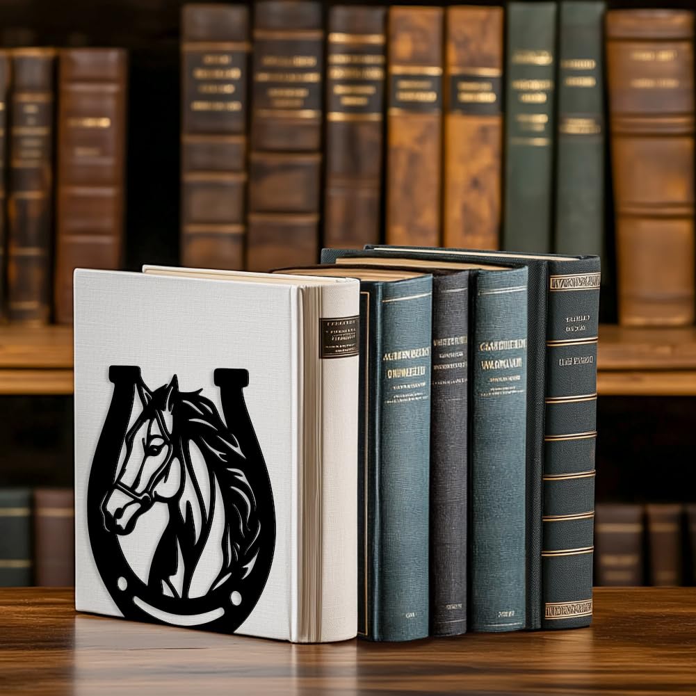 Peacoblue 5.3"x4.3"x5.9" Metal Bookends, Heavy Duty Book Ends for Shelves