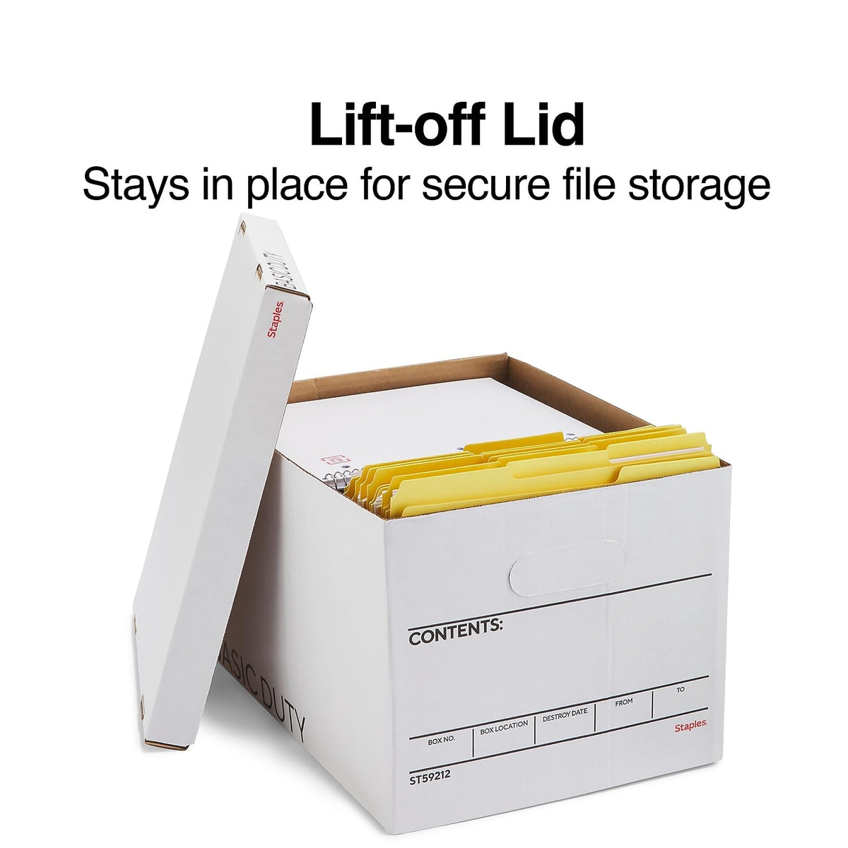 Staples Storage & Filing Box, Basic-Duty with Handles & Removeable Lid, Letter & Legal Size