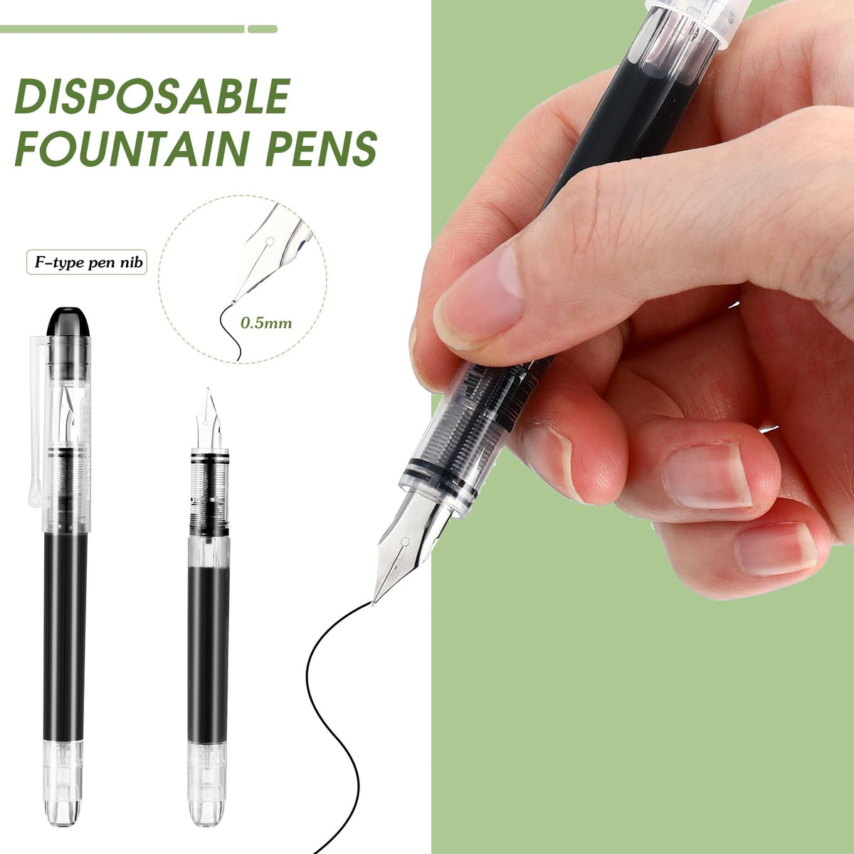 Crtiin 36 Pcs Disposable Fountain Pen Bulk, Calligraphy Pens Quick Drying Ink Fine Point, Back to