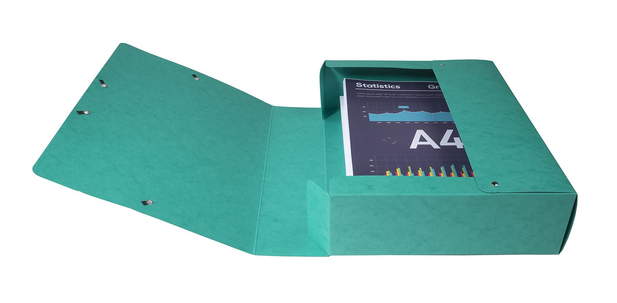 Exacompta A4 Pressboard Filing Box, 600 GSM, 80 mm Spine, Green