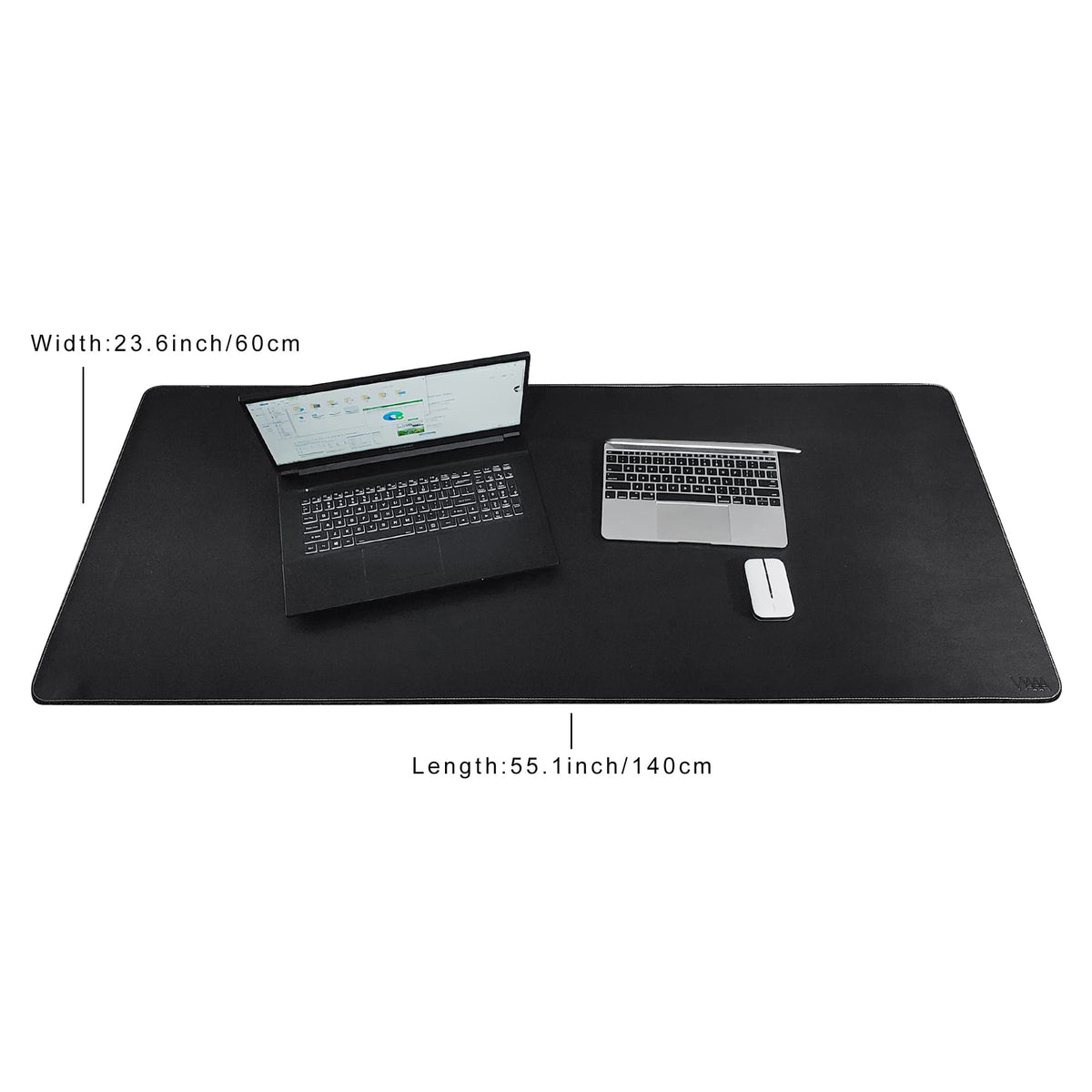 Vyaaa 55" x 24" Large PU Leather Desk mat for Keyboard and Mouse (Black)