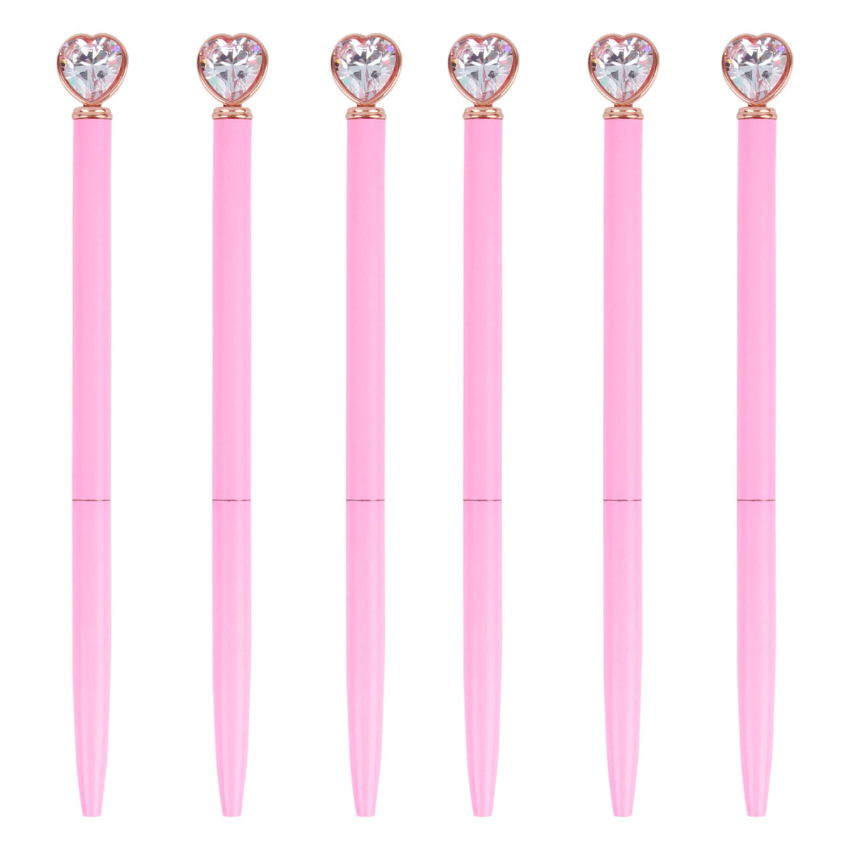 U Scinan 6Pcs Metal Ballpoint Pen 1.0MM Black Ink Refillable Ball Pen with Creative Top Design