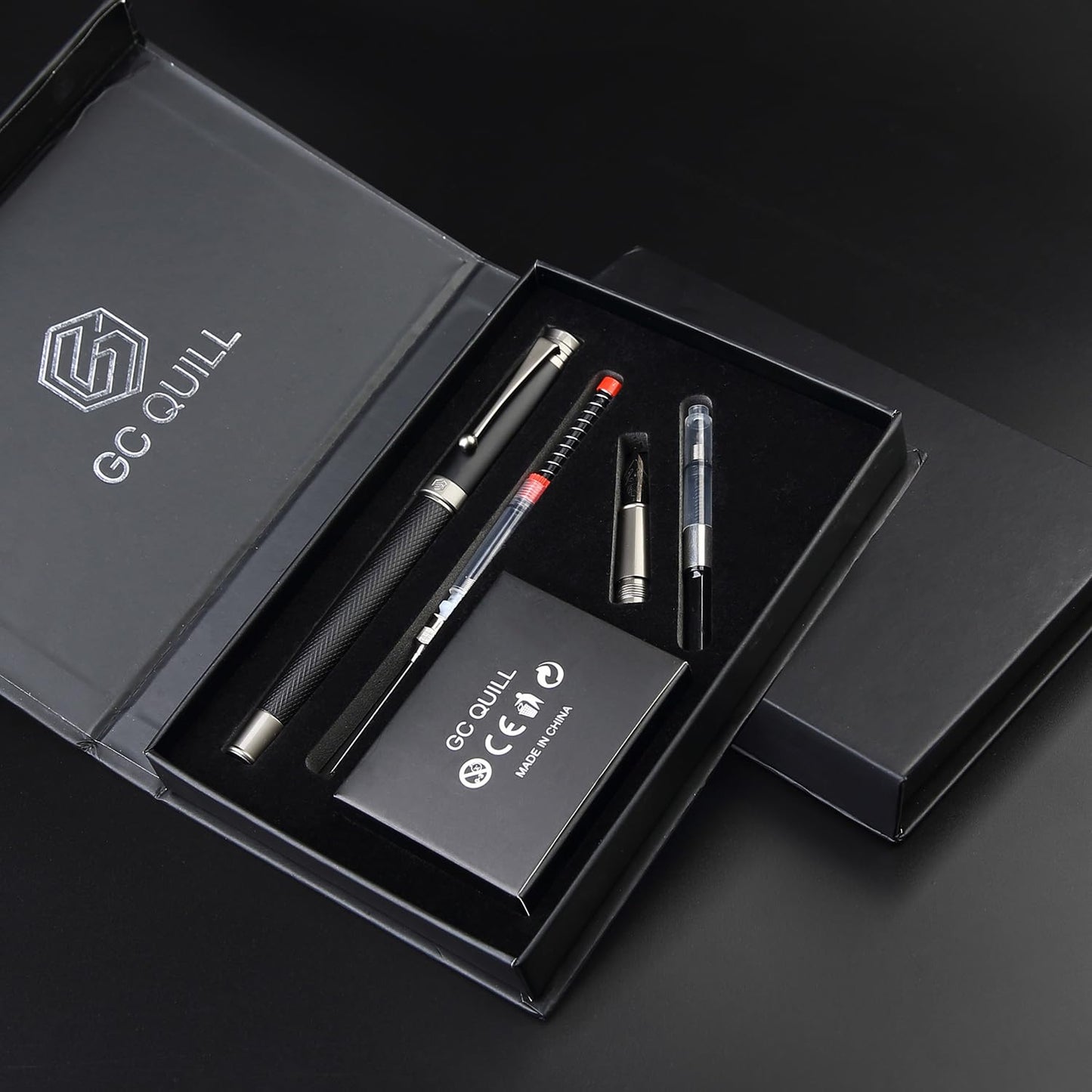 GC QUILL Fountain Pen Set - Fine & Medium Nibs, Includes 18 Ink Cartridges, Ink Refill Converter &