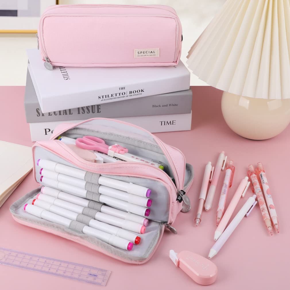 iSuperb Large Pencil Case 3 Compartments Pencil Pouch Big Capacity Pencil Bag for Kids Teen Girls