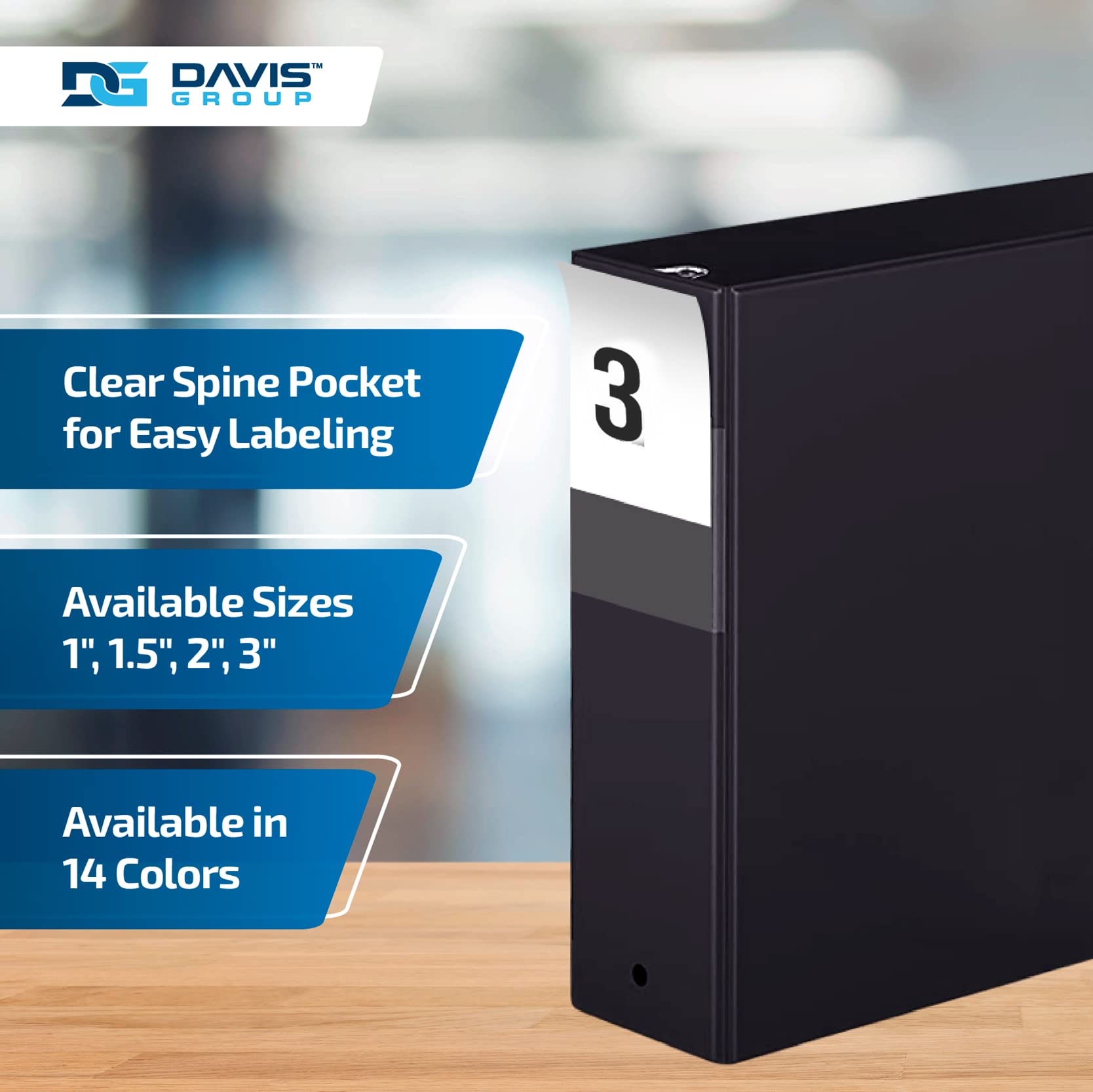 Premium Economy 3-Ring Binder, Spine Label, 3" Round Rings, Black, 6 Pack