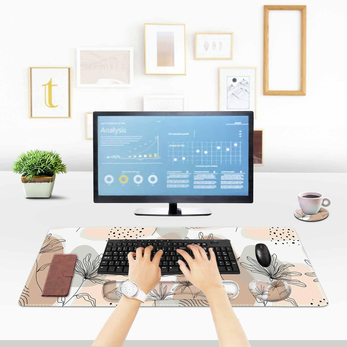 ToLuLu Extended Gaming Mouse Pad, Memory Foam Ergonomic Keyboard Mouse Wrist Rest Support Set