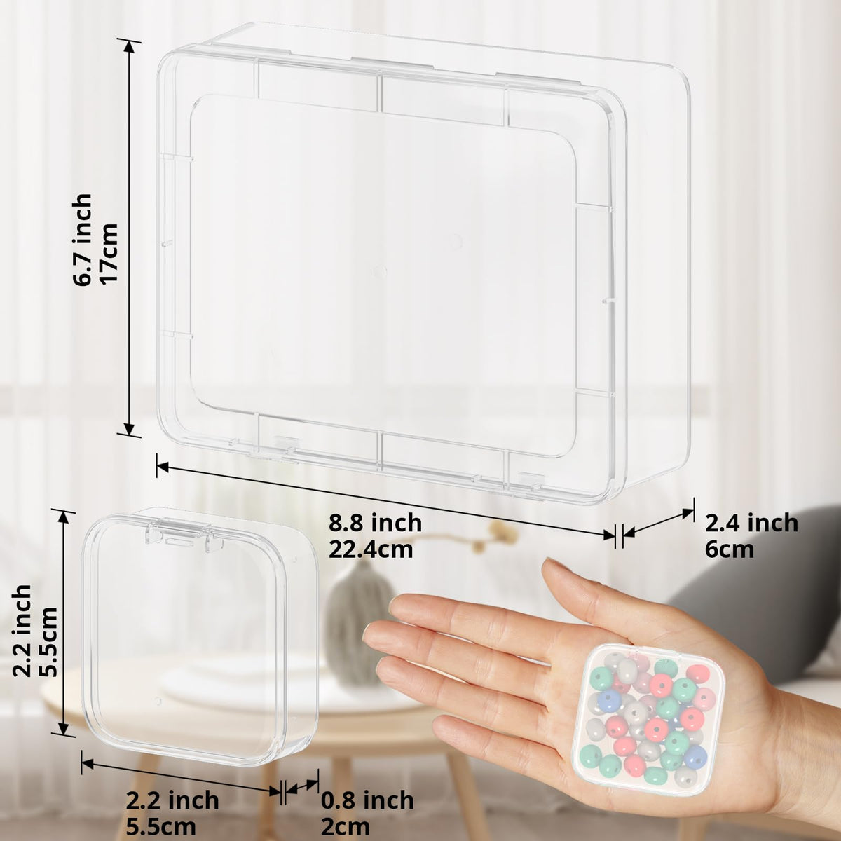 Mathtoxyz Bead Organizer Box, 90Pcs Small Bead Organizers and Storage Plastic Cases Mini Clear Bead