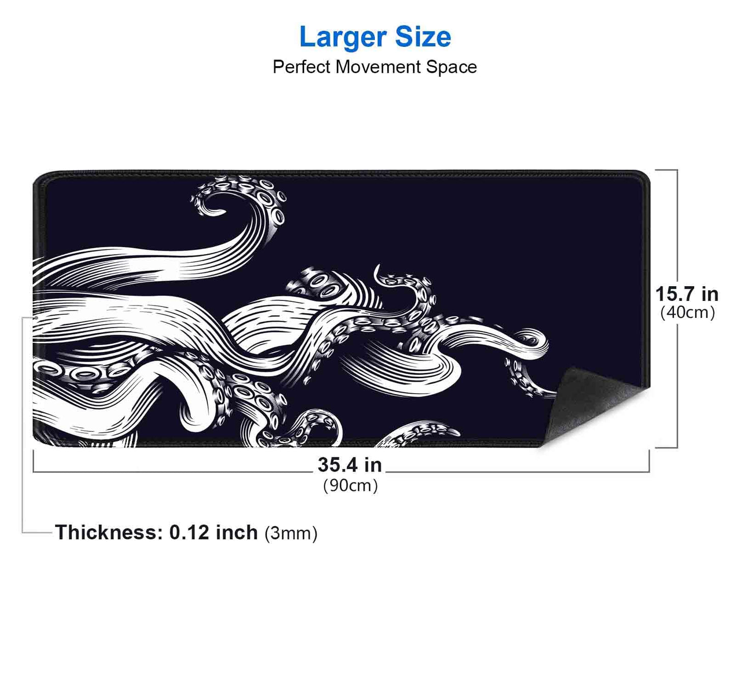 IMAYONDIA Large Gaming Mouse Pad (35.4x15.7 in), Octopus Desk Mat, Full Desk Mousepad, XL XXL