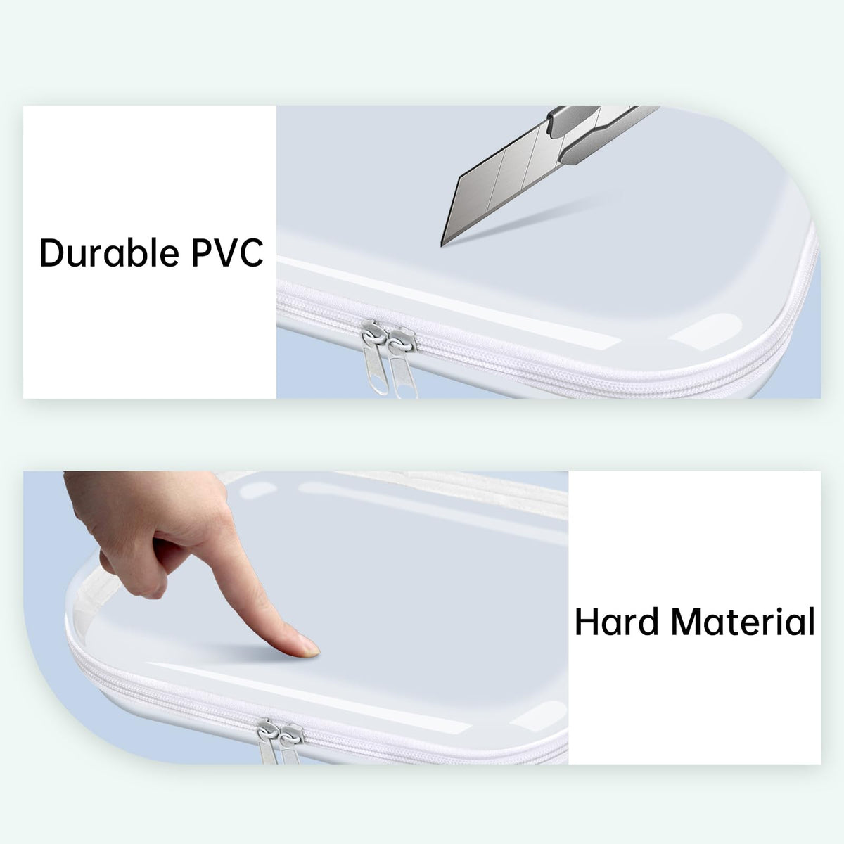 Clear Hard Shell Zipper Case,3PCS Transparent Clear Zipper Pouches,Hard Side Plastic Case