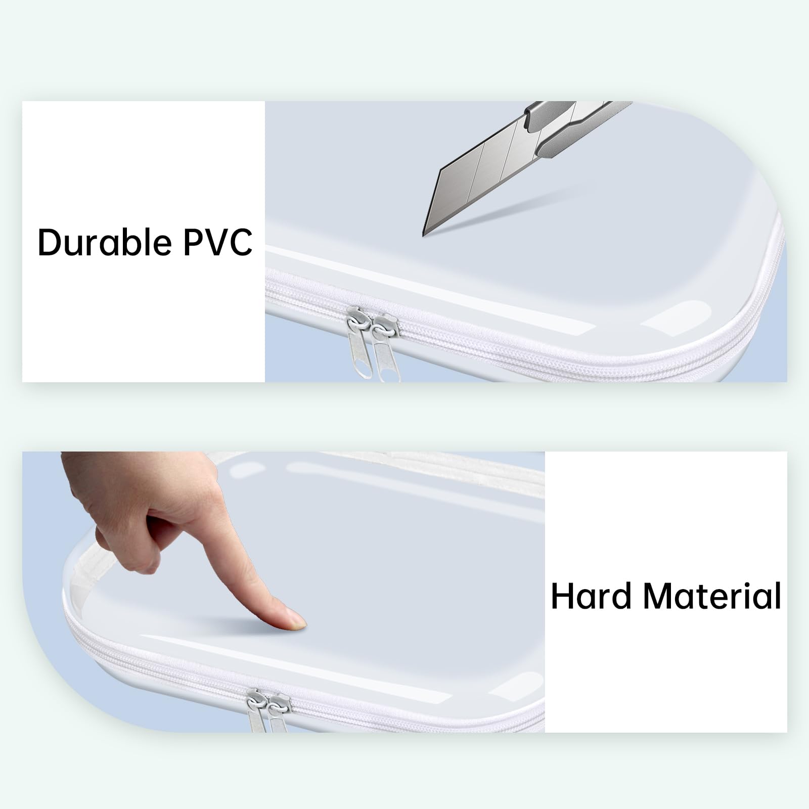 Clear Hard Shell Zipper Case,6PCS Transparent Clear Zipper Pouches,Hard Side Plastic Case