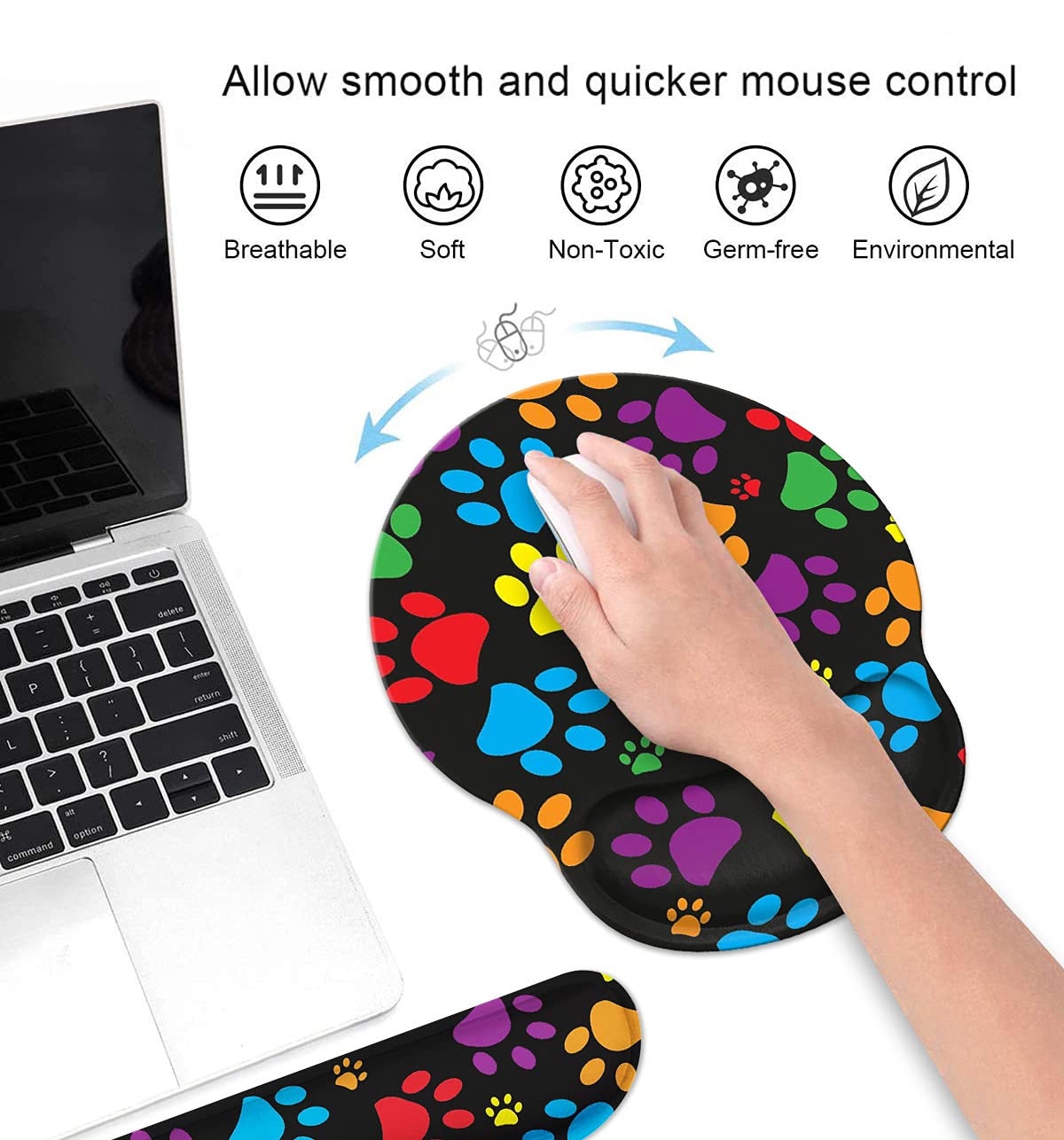 Keyboard Wrist Rest and Mouse Wrist Rest Pad Set with Coasters, Non-Slip Rubber Base Ergonomic