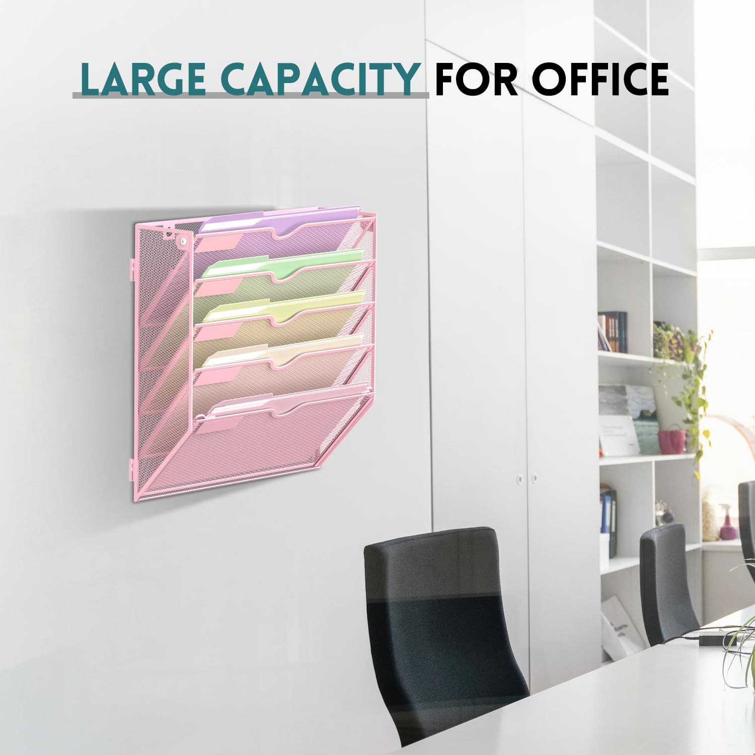 SUPEASY 5 Tier Wall File Organizer, Hanging Wall Mounted Mail Organizer with Label Slots, Metal