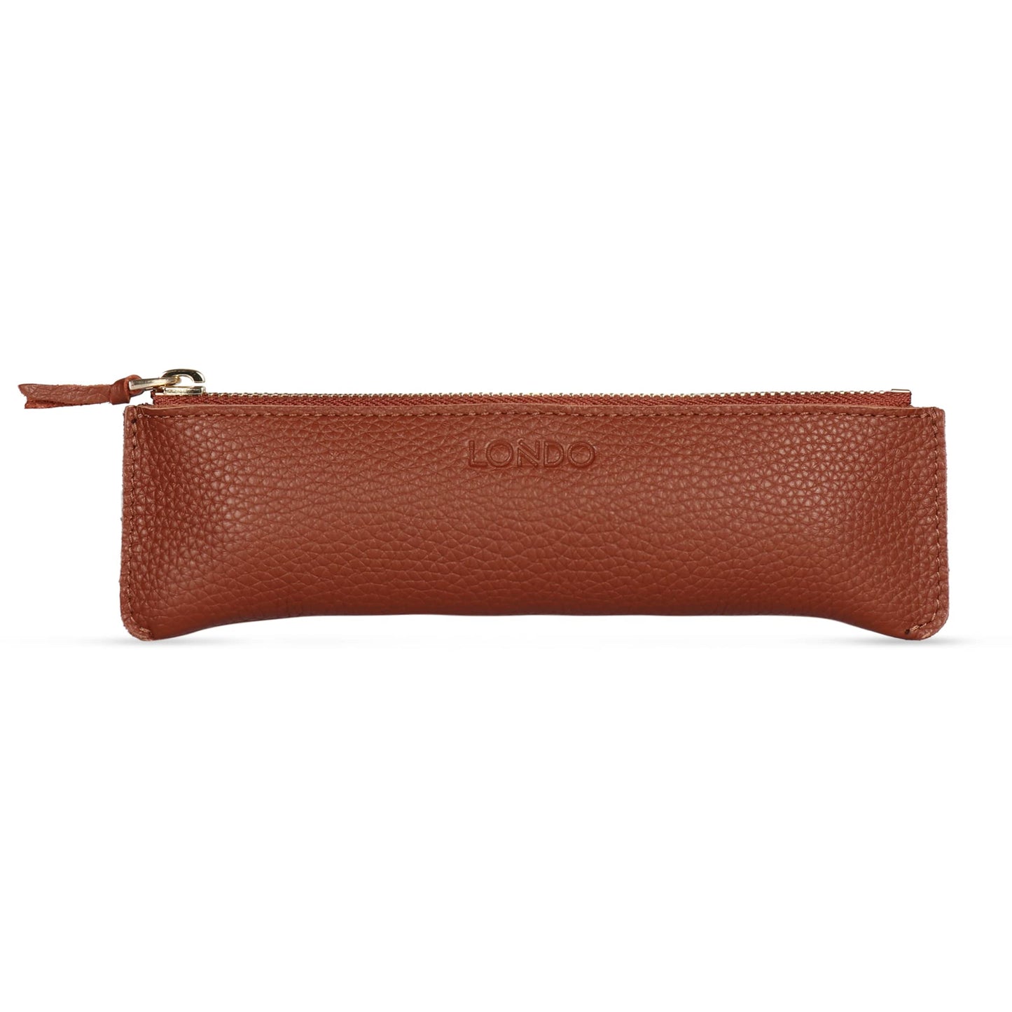 Londo Genuine Leather Pen Case with Zipper Closure, Pencil Pouch Stationery Bag