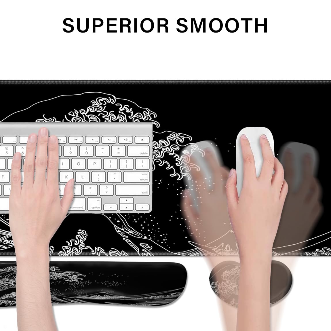 Desk Pad and Keyboard Wrist Rest, Large Mouse Pad + Keyboard Pad+Mouse Wrist Support, Non-Slip Desk