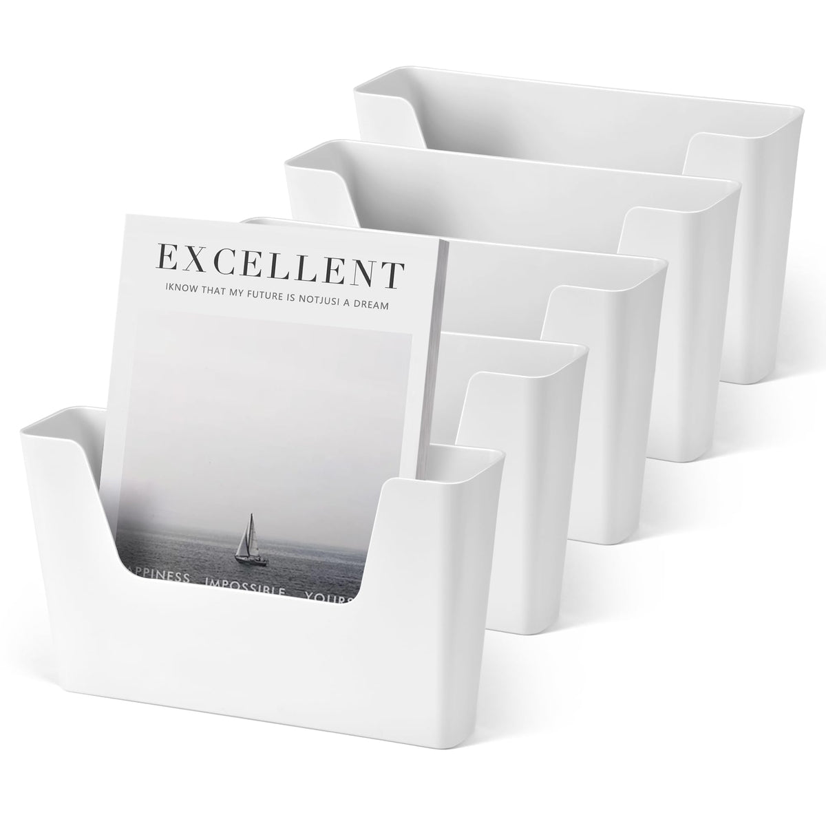 YOHOM Adhesive File Holder Plastic Document Folder Door No Drilling Mount Mail Magazine Organizer