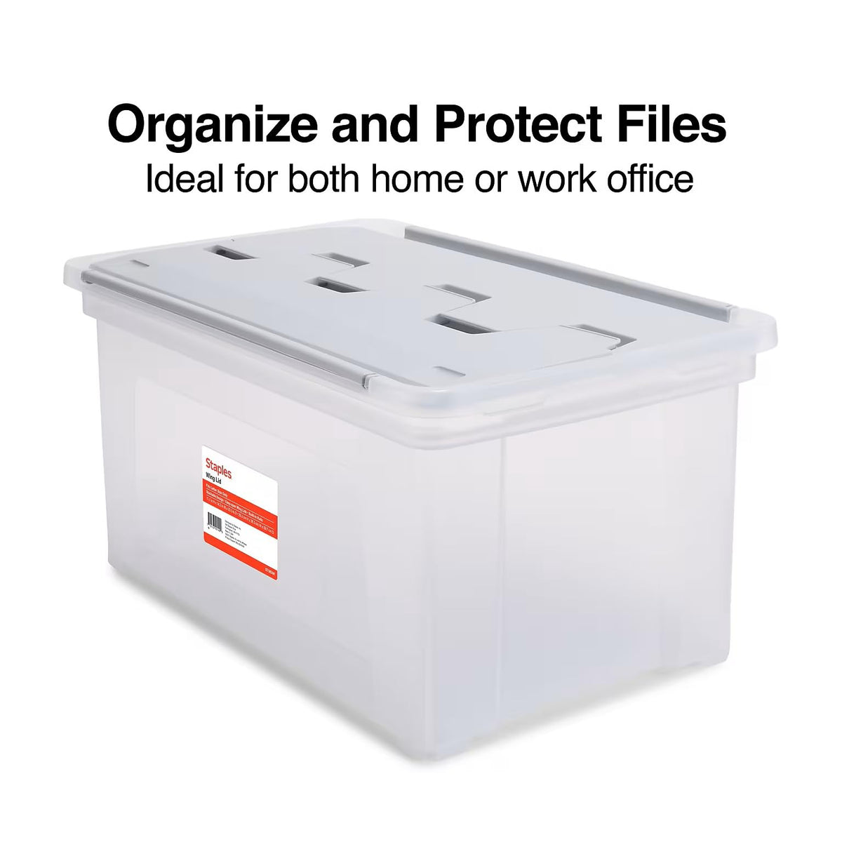 STAPLES Wing Lid File Totes, Letter Size, Clear, 2/Pack